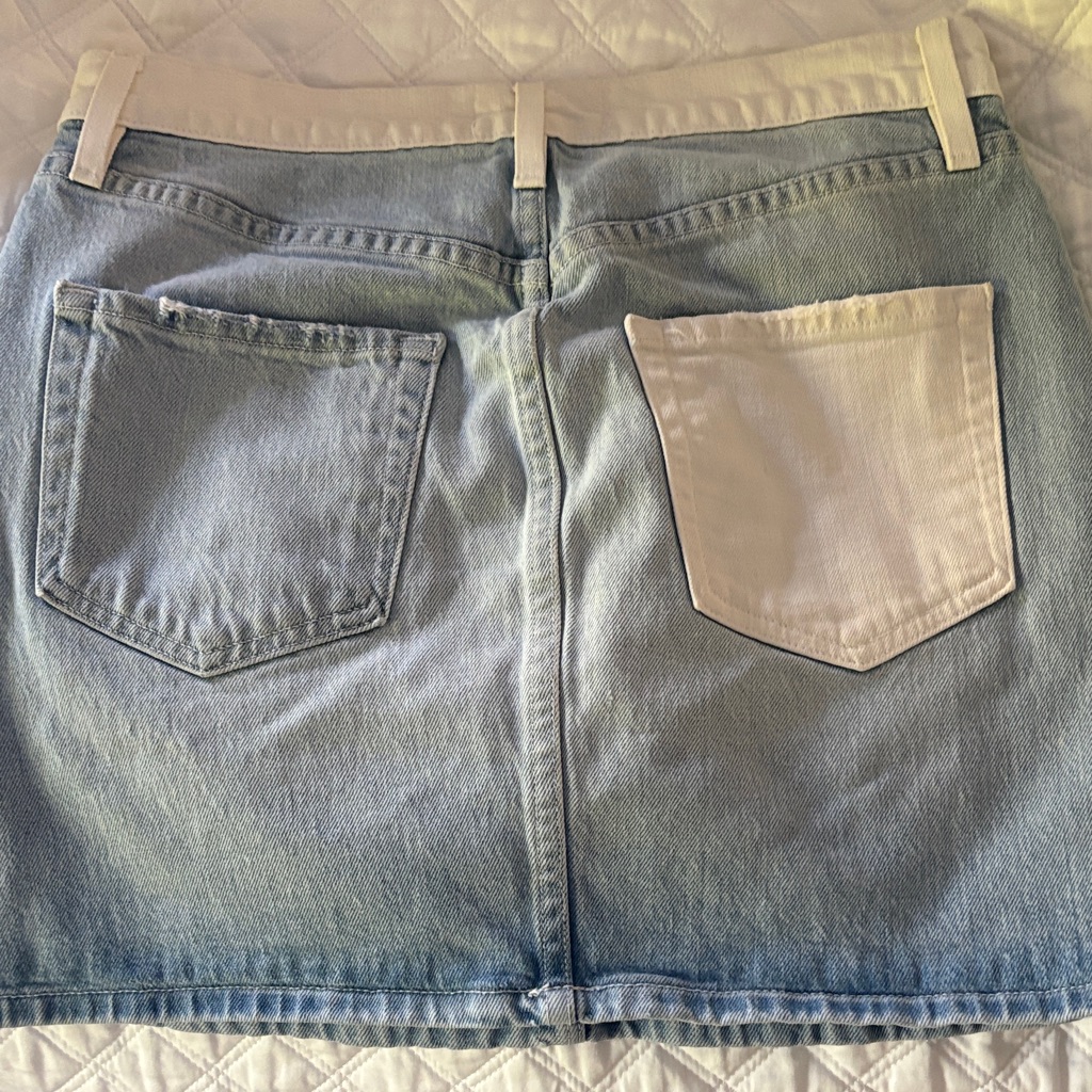 Frame Denim Light Blue And White Two-Tone Denim Mini Skirt